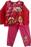 Paw Patrol Girls Christmas Festive Pyjamas Nightwear Pyjama Set Red