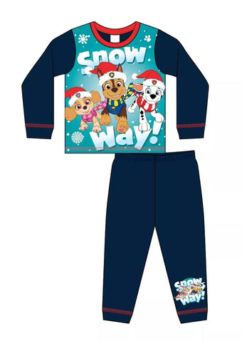 Paw Patrol Boys Christmas Festive Pyjamas Nightwear Pyjama Set Blue