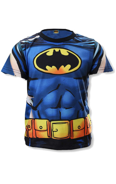 DC Comics Batman Boys Blue Costume Novelty Top Tshirt Age 3 to 8 Years - Character Direct