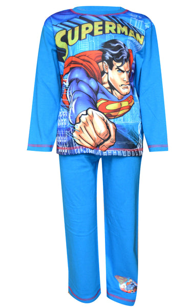 Boys Superman Long Length Sublimation Print Pyjamas Age 4 to 10 Years - Character Direct