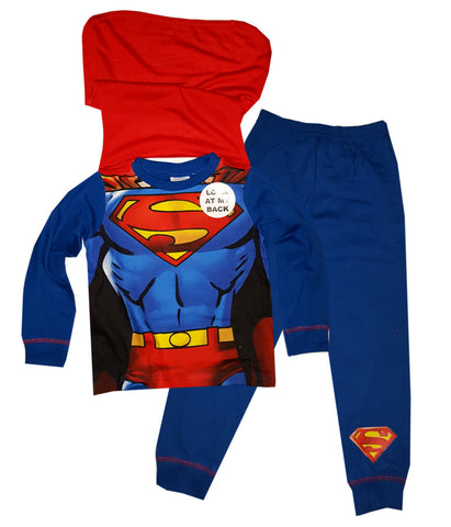 Boys Superman Novelty Pyjama With Cape 2 to 8 Years - Character Direct
