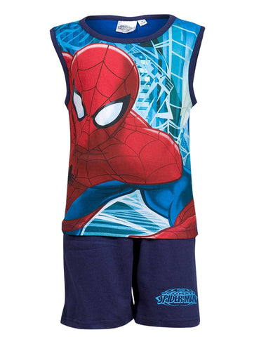 Boys Official Spiderman Sleeveless Short Pyjamas Beach Set Age 3 to 8 Years - Character Direct