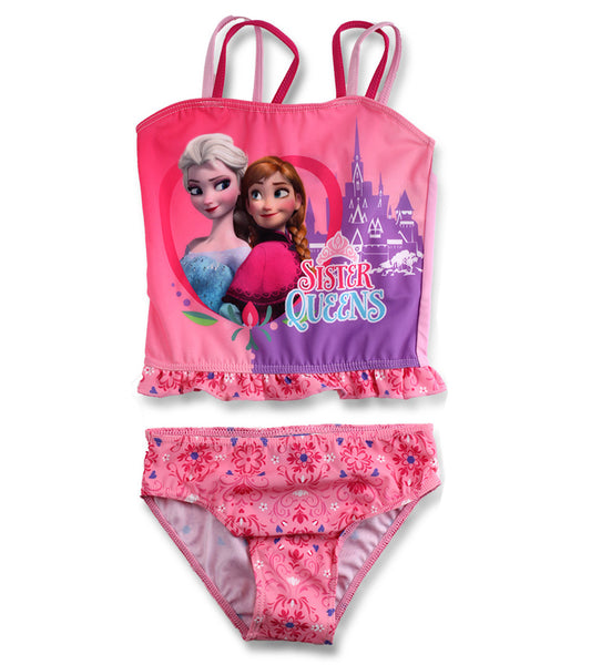 Official Disney Frozen Girls Frill Detail Swimwear Two Piece Swim Suit Age 2-8 Years - Character Direct