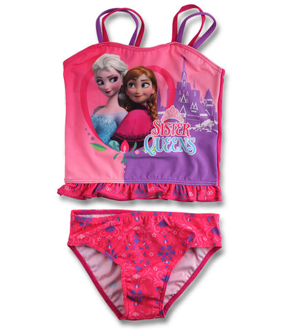 Official Disney Frozen Girls Frill Detail Swimwear Two Piece Swim Suit Age 2-8 Years - Character Direct