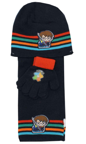 Official Boys Harry Potter Hat Gloves and Beanie Hat Set One size 4-8 Years - Character Direct