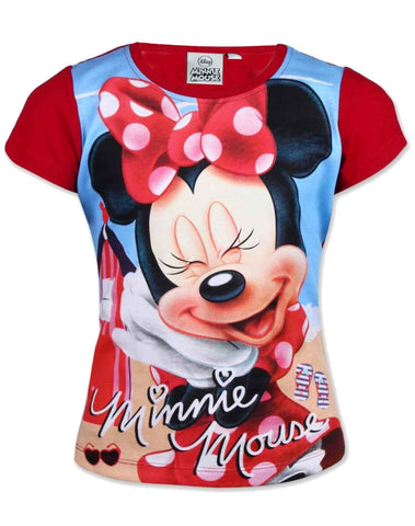 Girls Official Licensed Minnie Mouse Tshirt  in Red Age 3 to 8 Years - Character Direct
