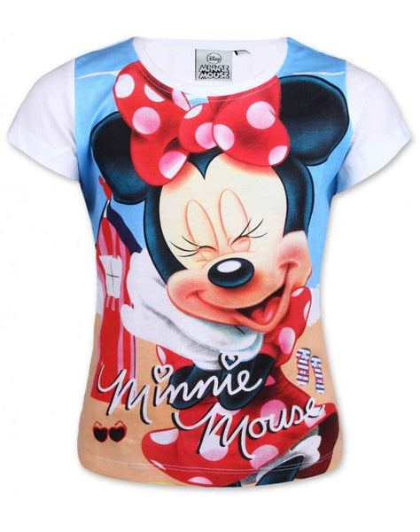 Girls Official Licensed Minnie Mouse Tshirt  in White Age 3 to 8 Years - Character Direct