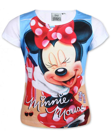 Girls Official Licensed Minnie Mouse Tshirt  in White Age 3 to 8 Years - Character Direct