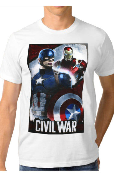Mens Official Avengers Captain America Civil War Print T-Shirt Top Size S,M,L,XL - Character Direct